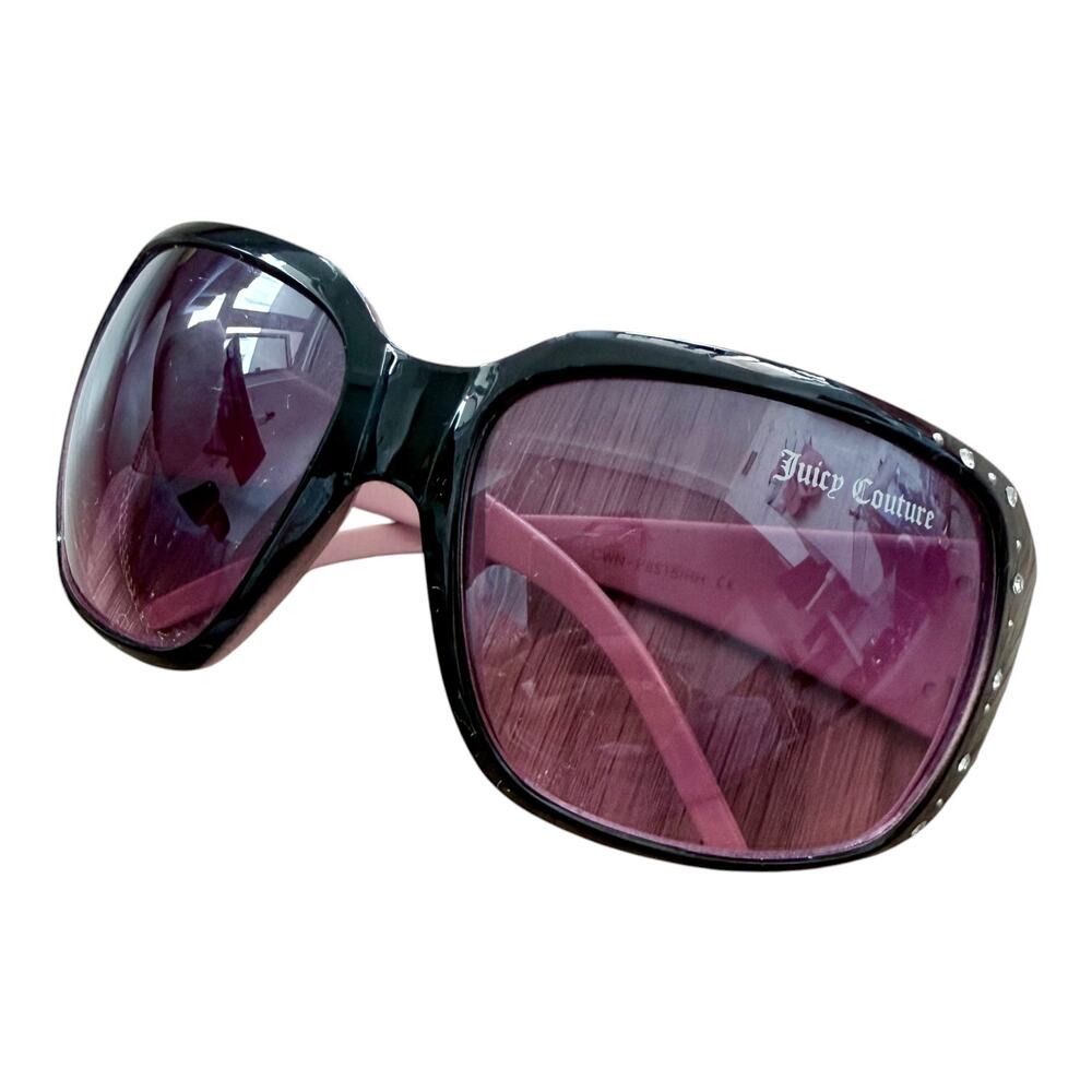 Juicy Couture Oversized Sunglasses Black Pink Rhinestones CWN-P8515/RH